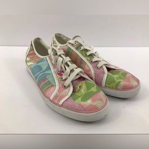 Coach Dawnell Patchwork Pastel Lace Up Casual Sneakers Shoes Sz 8.5M
